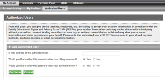 Screenshot of Authorized Users screen.